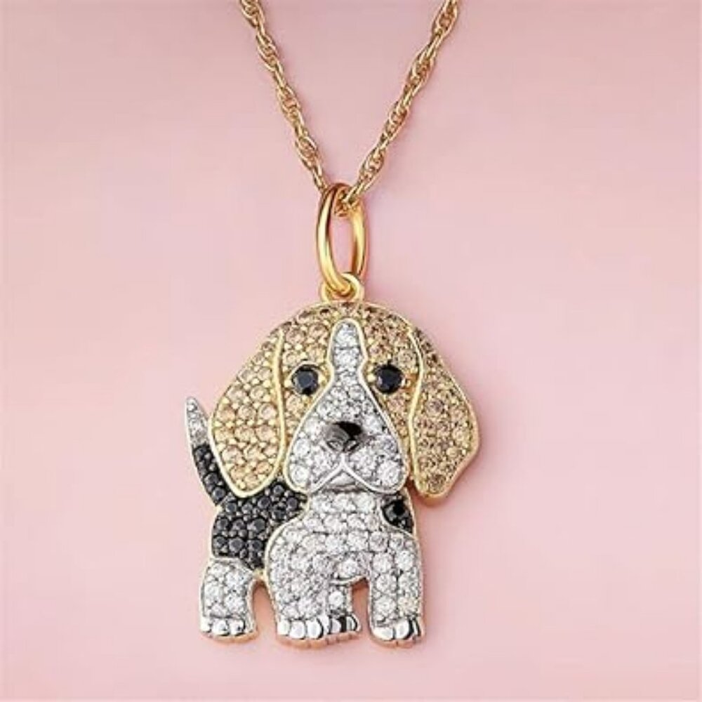Beagle Dog Necklace Lots of Rhinestones Brand‎ New !!